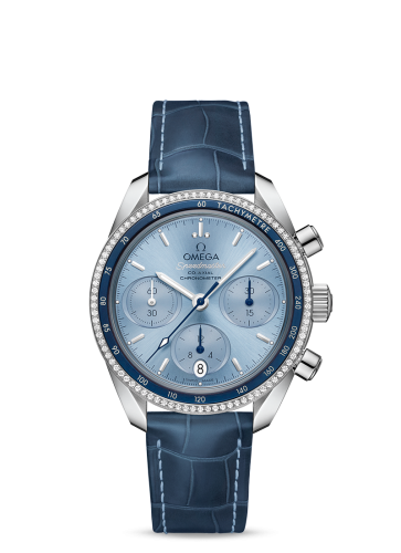 Omega Speedmaster Co-Axial 38 Stainless Steel / Diamond / Blue / Strap